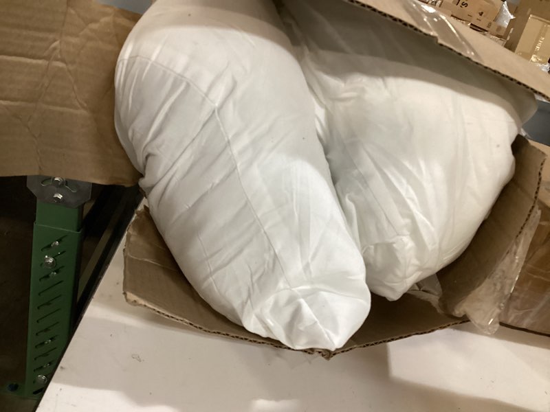 Condition photo showing As Is for Amazon Basics Square Hypoallergenic Pillow Insert, Sofa Bed Couch Decorative Stuffer, 20", 4 Pack 20 x 20 inches 4 Pack