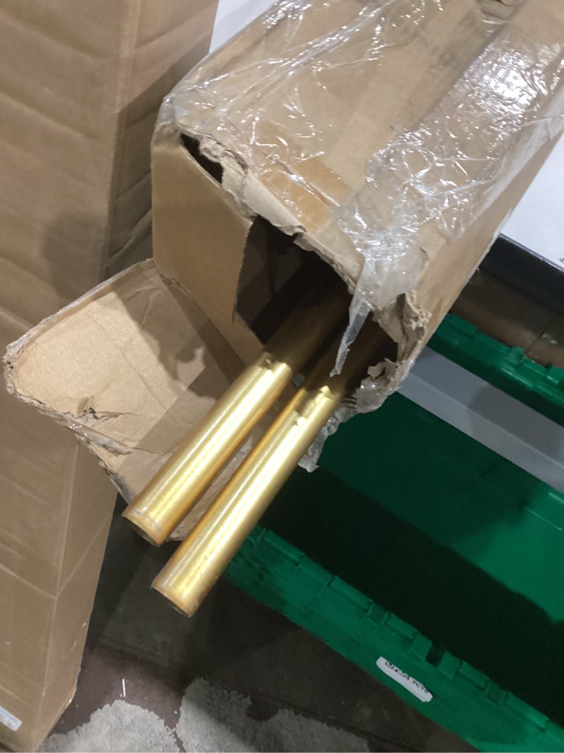 Condition photo showing As Is for Acrylic Square Finials Curtain Rod?3/4" Diameter Single Deorative Curtain Rod, Adjustable Length from 28 to 48 Inches?Gold Gold 28-48"