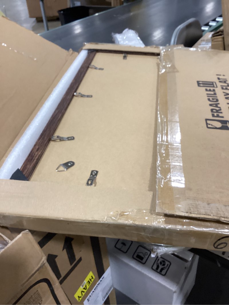 Condition photo showing Good Condition for 16x24 frame set of 2, rustic brown wood style - display 16 x 24 picture without mat or 12x18 picture with mat, wall mounting horizontal and vertical rustic brown 16x24 in