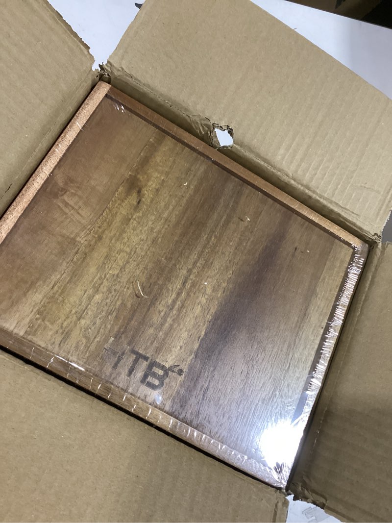 Condition photo showing Good Condition for Large Tea Organizer 2 Tier with Drawer by HTB, Tea Bag Organizer with Acrylic Transparent Hinged Lid, 9 Compartments Wooden Tea Bag Holder for Home, Office, Tea Parties 2-tier Acacia Wood