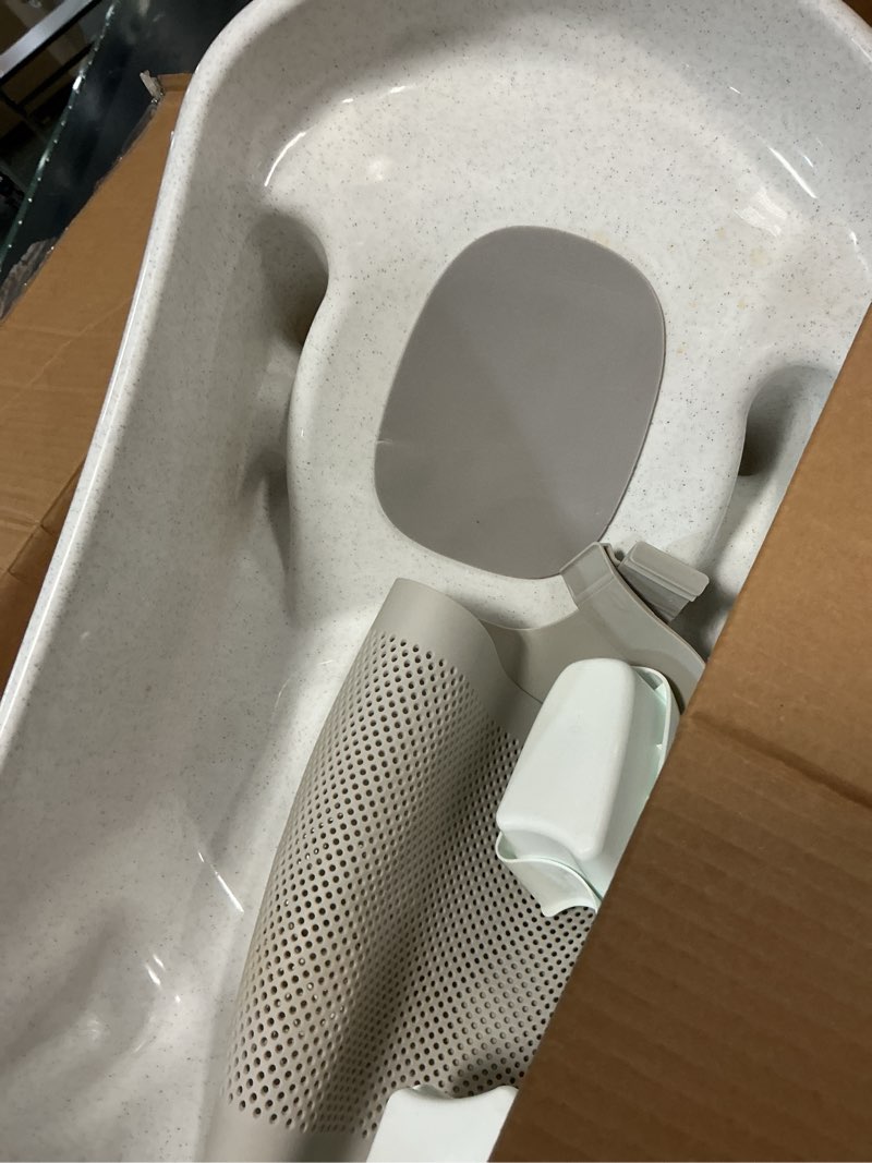 Condition photo showing As Is for The First Years Rain Shower Baby Spa Bathtub Set – Includes Infant Sling, Soothing Spray Shower Head, Fresh Water Tank and Built-in Soft Brush – 3-in-1 Newborn to Toddler Design –Baby Bath Essentials Shower + Tub