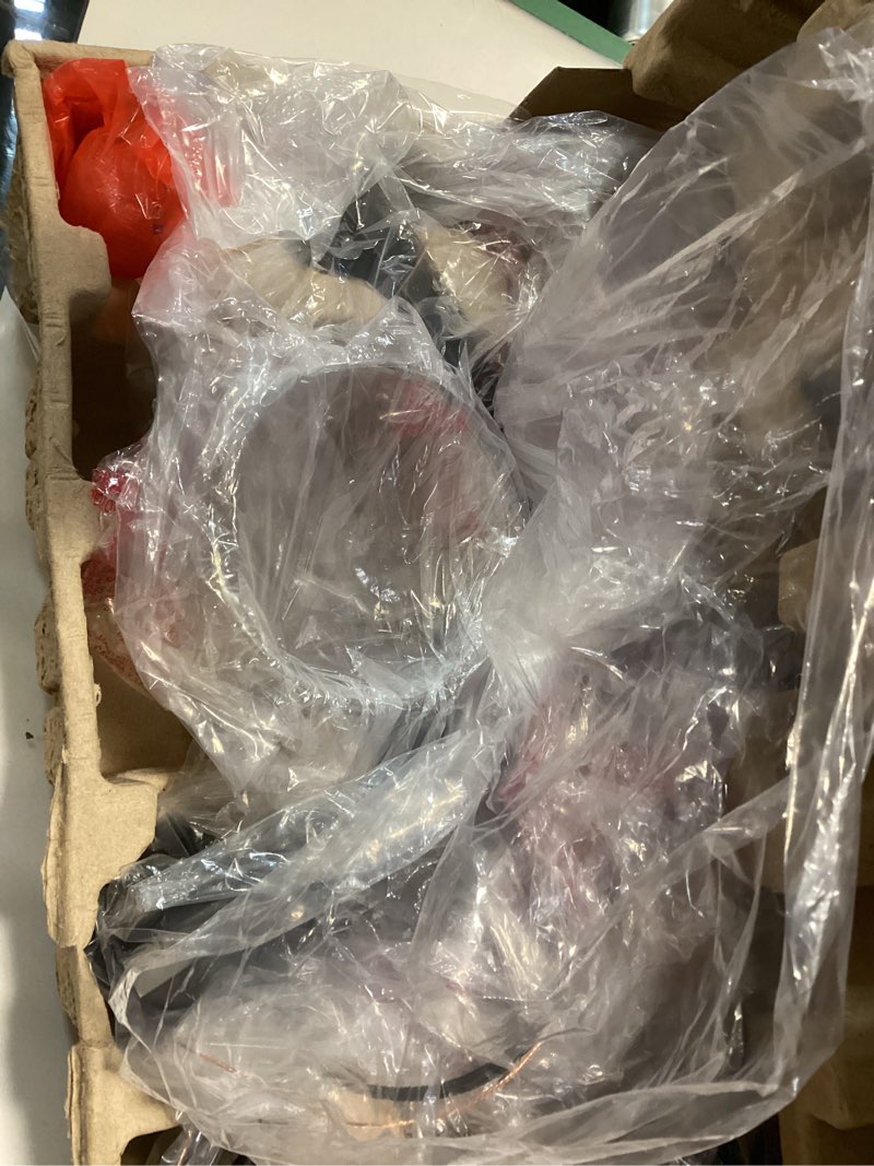 Condition photo showing As Is for allen + roth Evans 5 -Light Matte Black Indoor Clear glass Glass Metal Chandelier