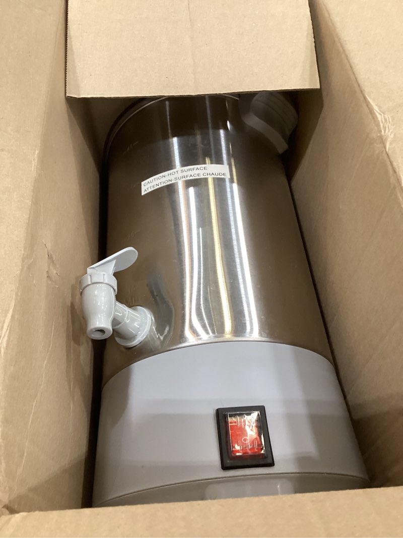 Condition photo showing As Is for SYBO 45Cup Coffee Urn, Commercial Grade Stainless Steel Percolate Coffee Maker, Removable Filter, Easy to Clean, Hot Water Urn for Catering, Hot Beverage Dispenser with Cool-Touch Handles, 6L, Grey 45Cup Grey