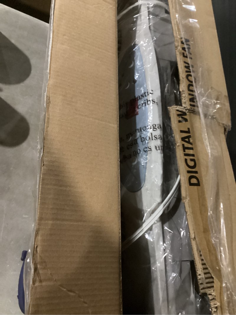 Condition photo showing Good Condition for Bionaire Window Fan with Reversible Airflow Blades – 3-Speed Settings, Programmable Thermostat, LED Display, Remote Control, Fits 24–36" Windows, No Assembly Required White 2 Blades Electronic control with LCD screen Window Fan