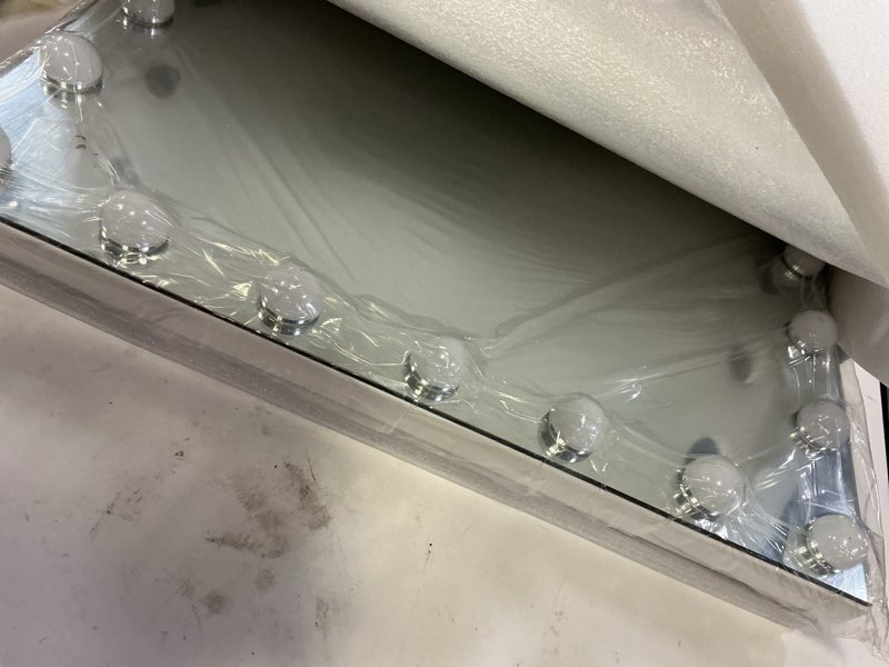 Condition photo showing Good Condition for Vanity Mirror with Lights Lighted Makeup Mirror with 15 Dimmable LED Bulbs,3 Color Lighting Modes,USB Charging Port Touch Control,Sturdy Metal Frame Design 24x18 Inch,White White 22.8"L x 18"W