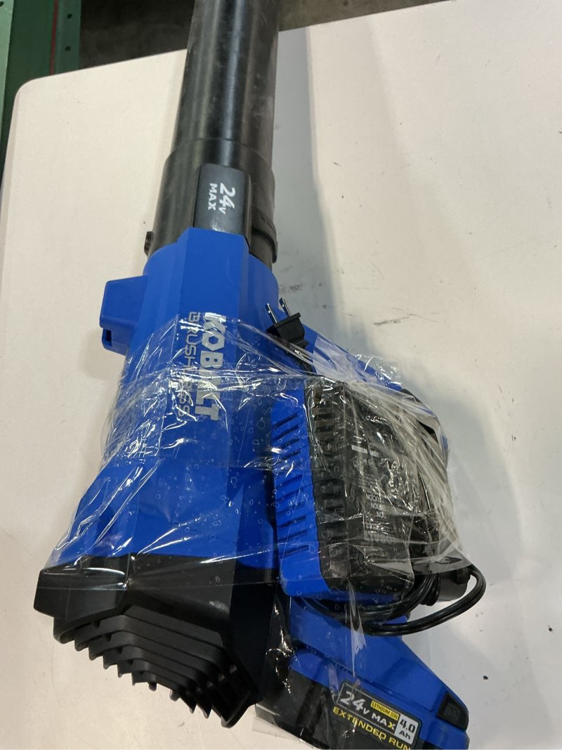 Condition photo showing As Is for kobalt 24-volt max lithium ion 410-cfm brushless cordless electric leaf blower