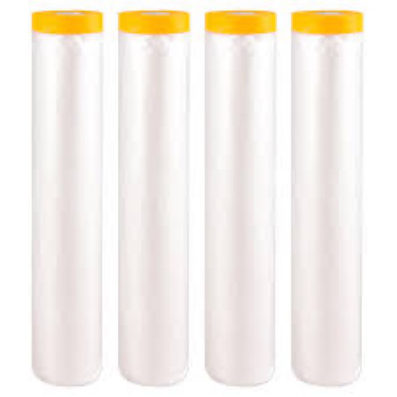 LOYORTY 4 Rolls 8.8 x 65 Feet Plastic Sheeting Pre-Taped Masking Film Drop Cloth for Painting, Autom