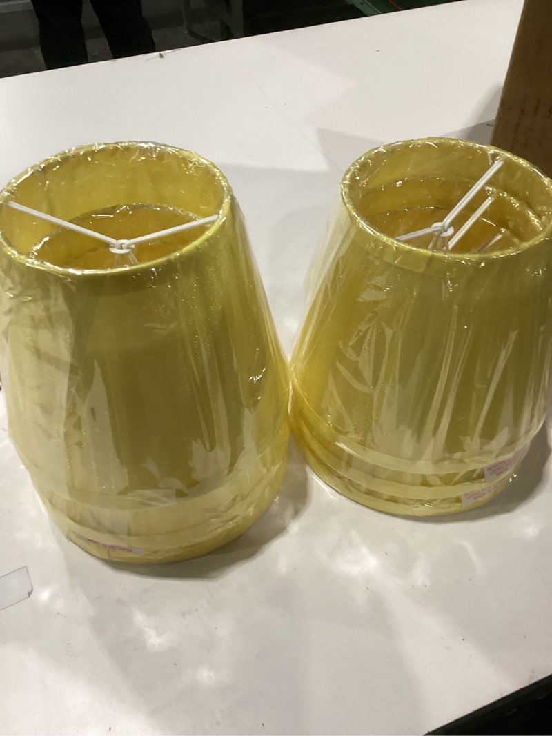 Aspen Creative 51522-6, Mushroom Pleated Transitional Clip-On Chandelier Shade, Yellow Fabric, 4" To