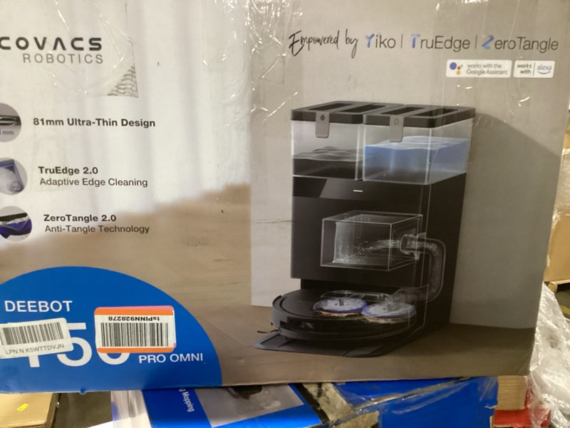 Condition photo showing As Is for ECOVACS DEEBOT T30S Robot Vacuum and Mop, 11000Pa, ZeroTangle Technology, TruEdge Adaptive Edge Mopping, Hot Water Mop Washing, Self-Emptying, Self Refilling, Auto-Mop Lifting, Obstacle Avoidance