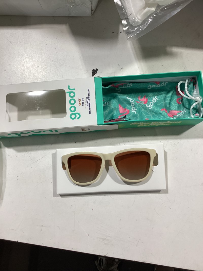 goodr polarized sunglasses, medium sized (og), uv400 protection, no slip, no bounce toasted marshmallow magic