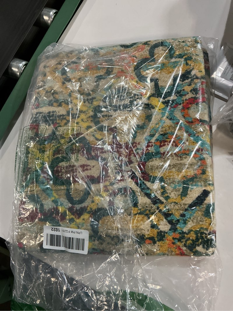 Condition photo showing Good Condition for RUGSURE Washable Area Rugs, 3' x 5 ' - 1/6 Thick - Stain & Water Resistant Non-Slip - Perfect Resistant Rug for Living Room, Bedroom, Nursery, Pet & Child Friendly, Vibrant Colors Rugs, Multicolor Grass-multicolor 3' x 5' (Rectangular)