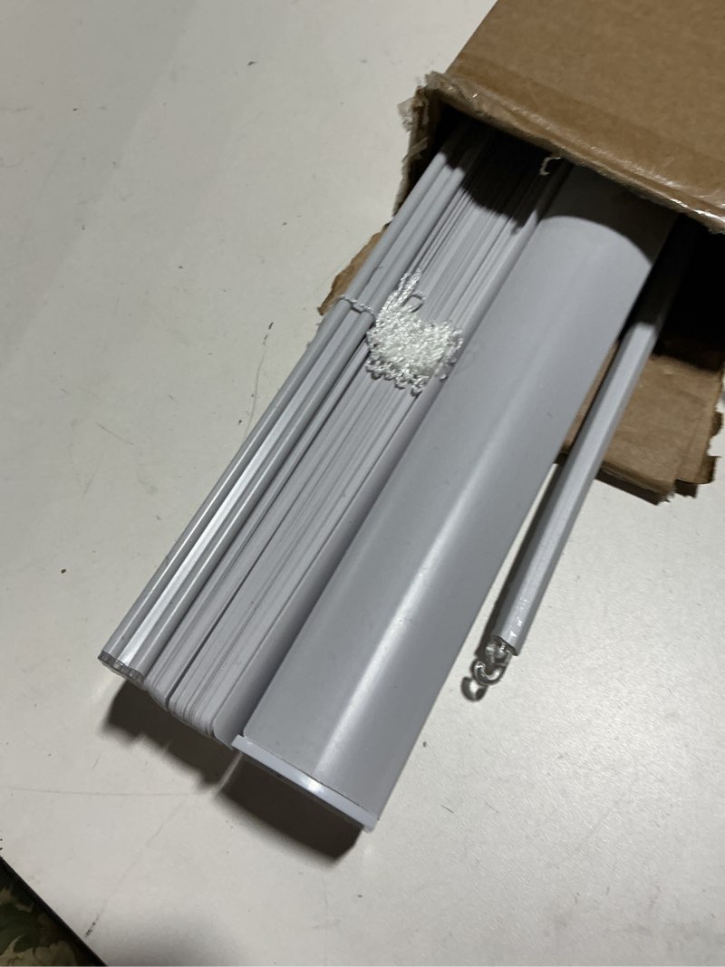 Condition photo showing Good Condition for Cordless Light Filtering Mini Blind - 45 Inch Width, 64 Inch Length, 1" Slat Size - Pearl White - Co