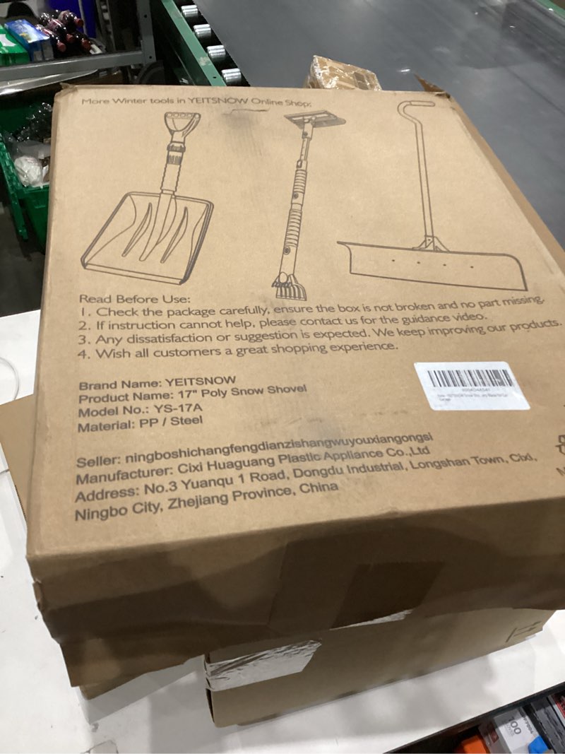 Condition photo showing As Is for Snow Shovel for Driveway 17-Inch Wide Ergonomic Heavy Duty Snow Removal Winter Tool 57” Long with Bent Handle Aluminum Edge Sharp Blade for Car Garage