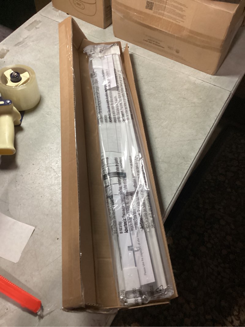 Condition photo showing New/Like New for LazBlinds No Tools No Drill 1" Vinyl Mini Blinds, Cordless Blinds for Windows, Light Filtering Horizontal Window Blinds & Shades, 27" W x 64" H, White Cordless-white 27" W x 64" H