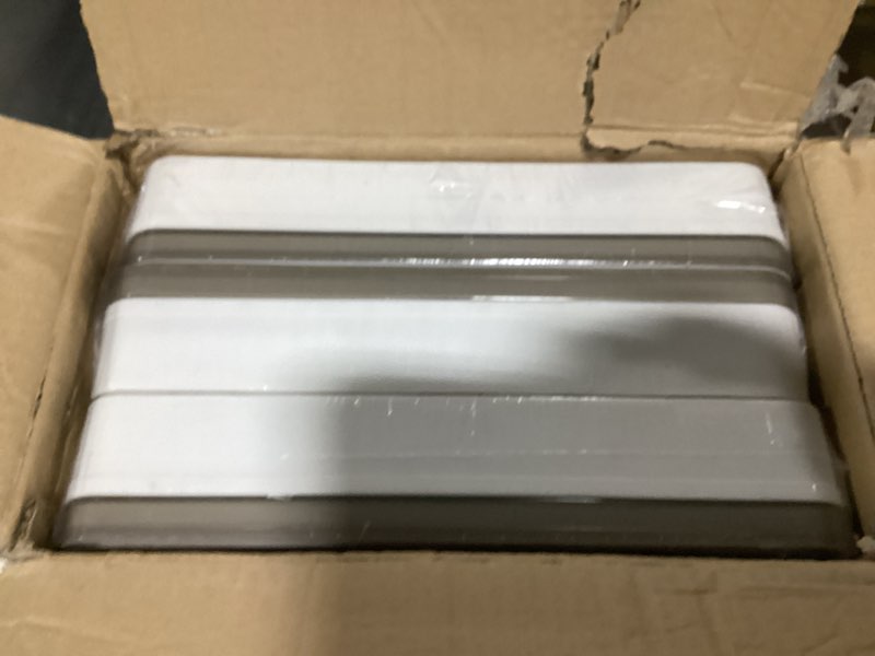 Condition photo showing New/Like New for 148QT Large Bins Storage with Lids, 36.9 Gal 3 Tier Plastic Stackable Storage Bins with Doors & Wheels, 5-Open Ways Collapsible Storage Bins for Closet Organizers and Storage-Room Office Livingroom White