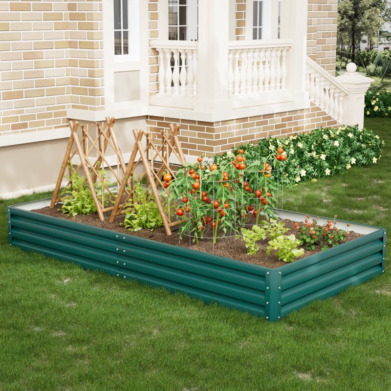 8x4x1ft(2 Pack) Galvanized Raised Garden Bed,Outdoor Planter Box Metal Patio Kit Planting Bed for Vegetables Flowers Herb, Green