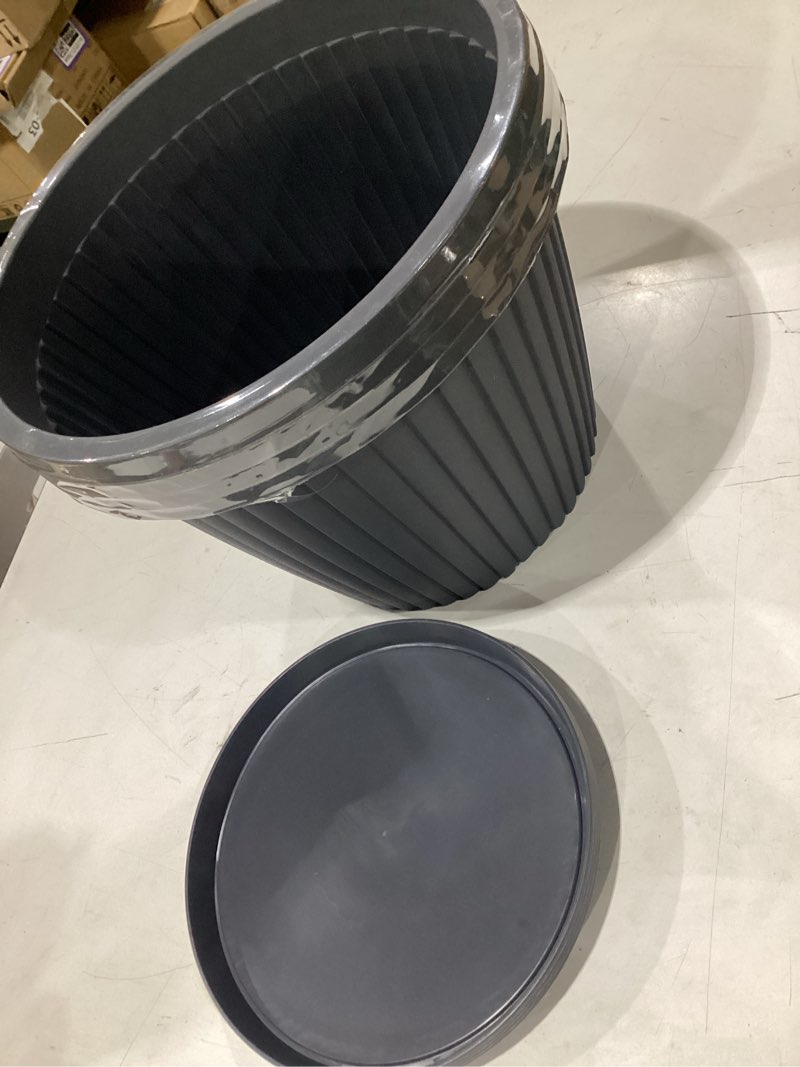 Condition photo showing New/Like New for 14-inch-large-planters-for-outdoor-plant?plastic indoor flower pots with drainage holes & saucer?4 packs decorative garden pots for plantfor home porch decor gray 14 inch-4 pack