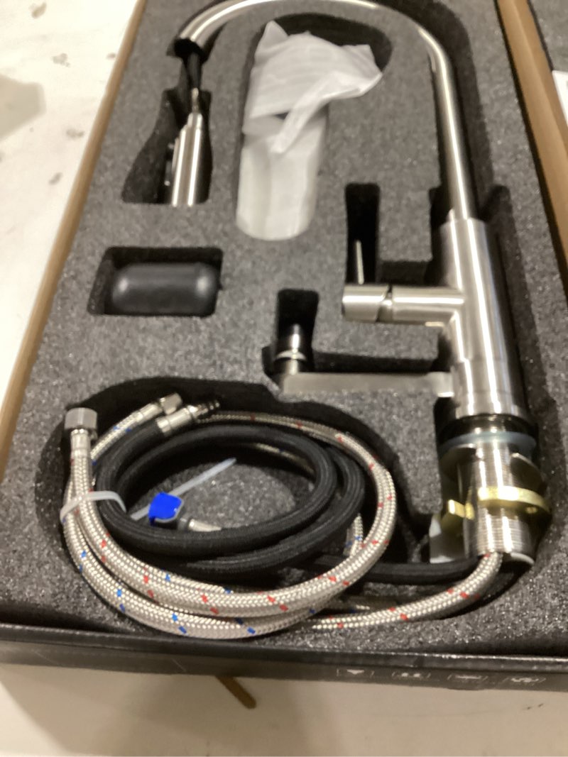 Condition photo showing Good Condition for kitchen faucet with cup washer pull down sprayer stainless steel kitchen sink faucet with deck plate glass rinser single hole brushed nickel a - brushed nickel rustic
