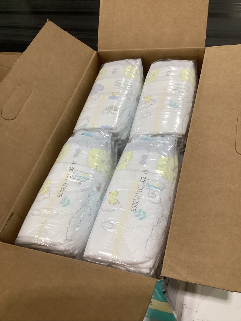 Condition photo showing New/Like New for pampers swaddlers diapers, size 4 (15-34 lbs), 120 count, absorbent, keeps baby dry and comfortable, skin safe disposable baby diaper (packaging may vary) size 4 120