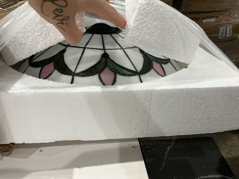 Condition photo showing As Is for 16 inch vintage chandeliers light tiffany style ceiling light stained glass flush mount ceiling lighting fixture lamp (16 inch)