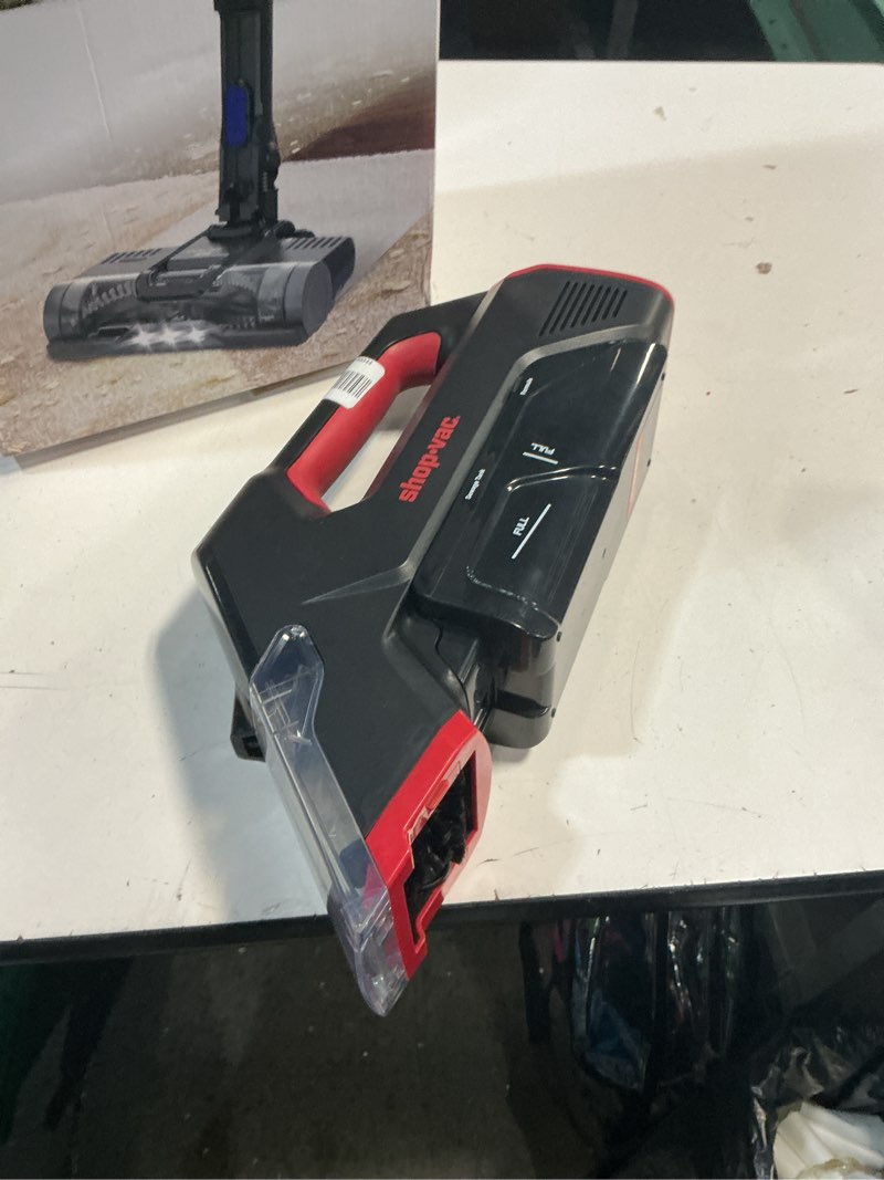 Condition photo showing As Is for shop-vac 3-in-1 cordless spot cleaner, handheld upholstery cleaner with spray, rolling brush and 5.5kpa suction, 2 water tanks, usb-c rechargeable (missing parts)