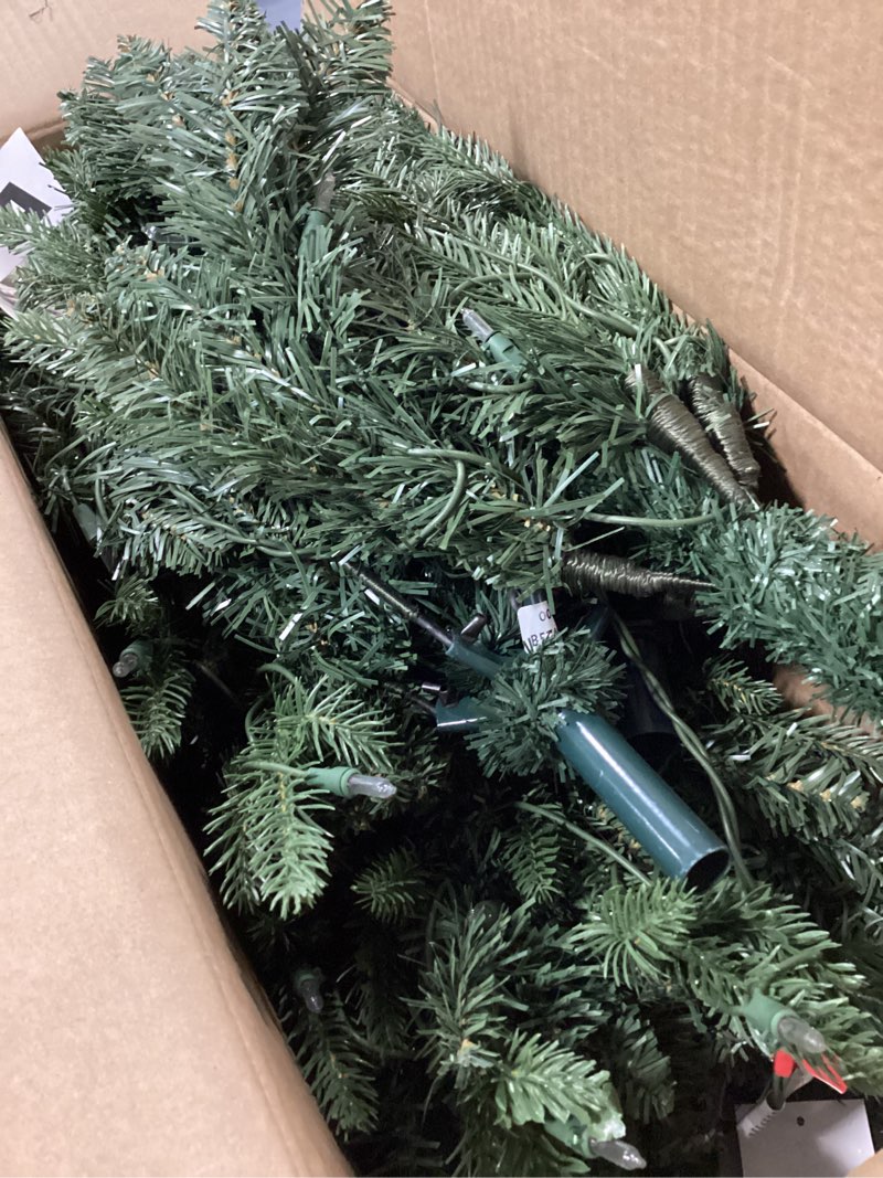 Condition photo showing As Is for MAKEATREE 4ft Pre-Lit Artificial Christmas Tree with 200 Lights, PE&PVC Mixed Branch Tips,Hinged Design Premium Spruce Fake Xmas Trees, Foldable Metal Stand Prelit-green 4ft