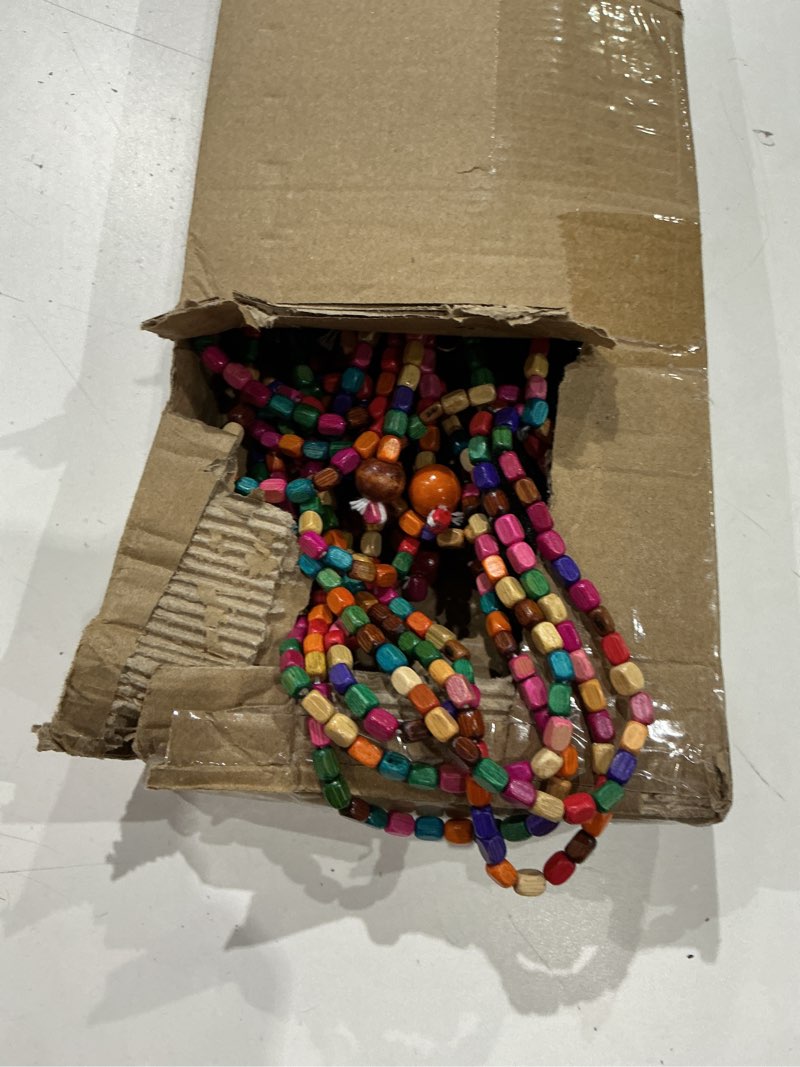 Condition photo showing Good Condition for 41 strands rainbow colorful hippie boho bohemian natural wooden door beaded curtain doorway beads bamboo 36 inches x 79 inches (rainbow)