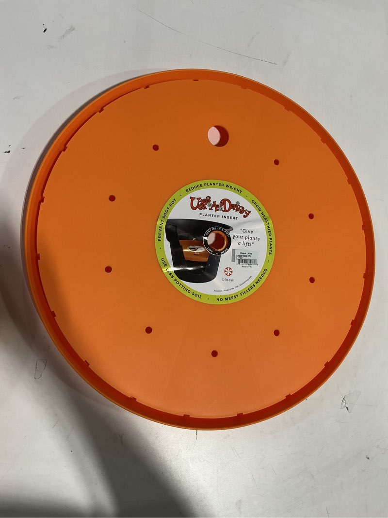 Condition photo showing As Is for bloem, t6327, ups-a-daisy round planter insert, planters, 17", orange