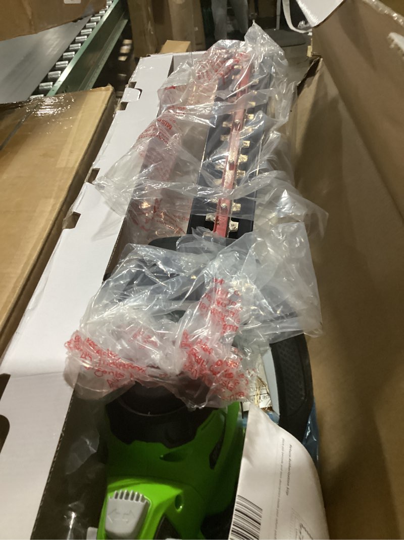 Condition photo showing As Is for greenworks 40v 24" cordless hedge trimmer (1" cutting capacity), tool only 1" cut (tool only)