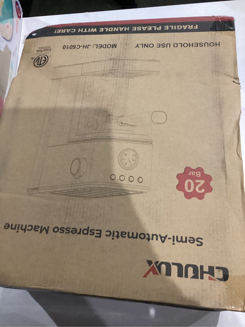 Condition photo showing New/Like New for chulux slim espresso machine with milk frother, 20 bar professional italian pump espresso coffee machine for home cappuccino & latte maker, stainless steel, creamy