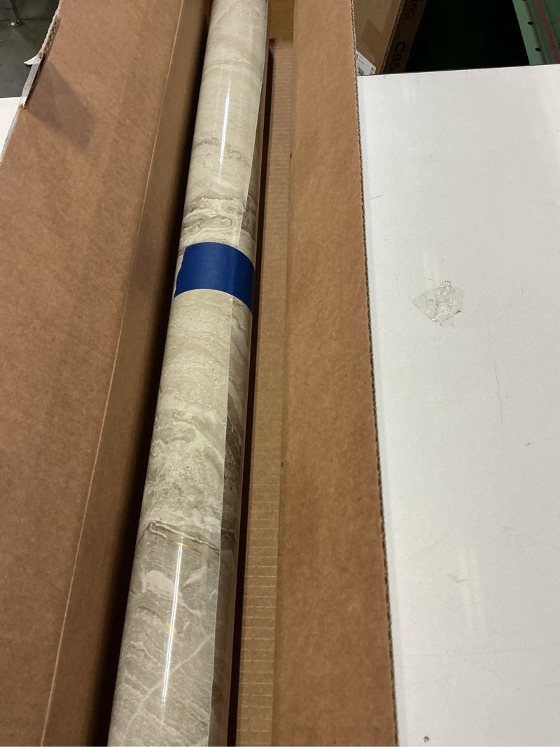 Condition photo showing Good Condition for VEELIKE Wide 32''x354'' Beige Gold Marble Contact Paper for Countertops Peel and Stick Waterproof Countertop Vinyl Wallpaper for Kitchen Bathroom Glossy Marble Wallpaper Peel and Stick for Walls Table 32" x 354" Beige Gold