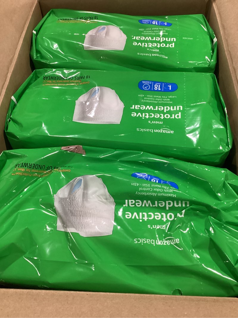Condition photo showing New/Like New for amazon basics incontinence underwear for men, maximum absorbency, large 51 pack