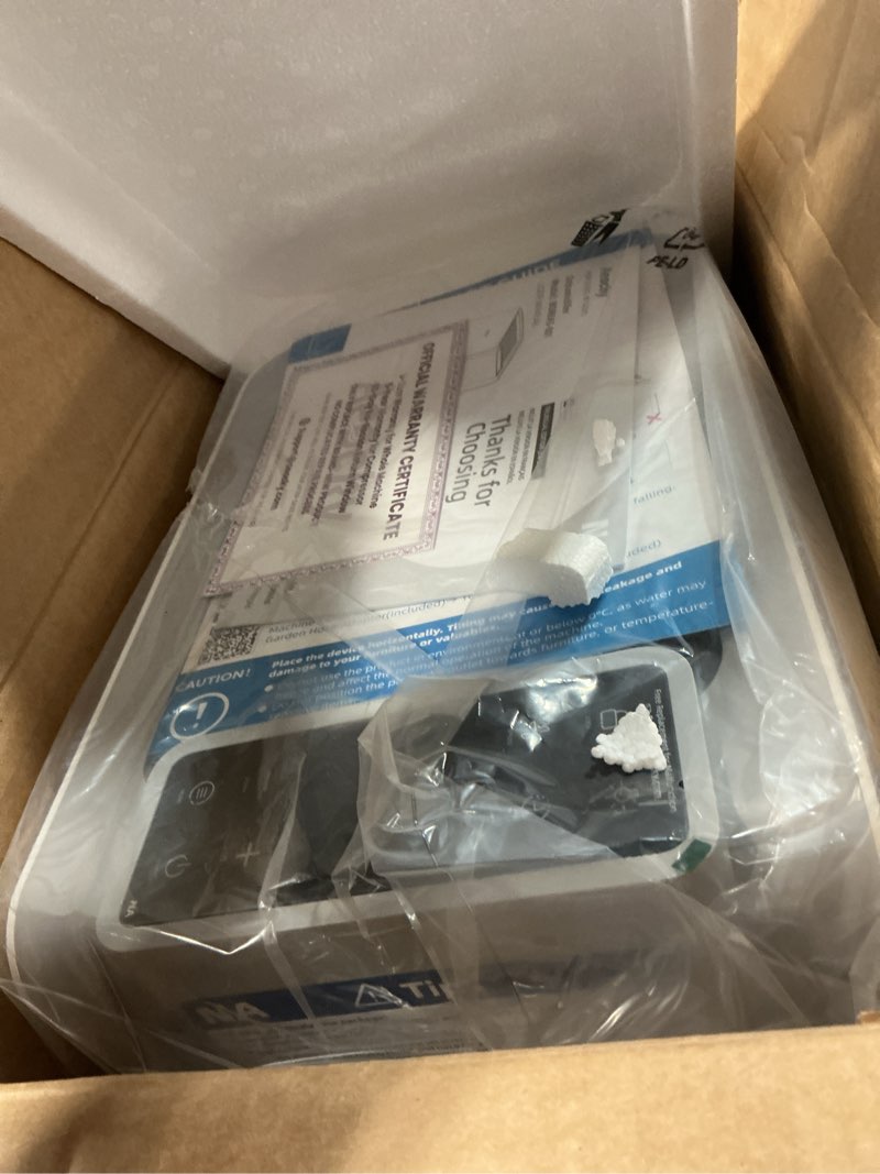 Condition photo showing New/Like New for 50 pint/day compressor dehumidifier, aeocky 3500sq.ft for basement, home, bedroom, bathroom, with drain hose, intelligent humidistat, quiet ivory