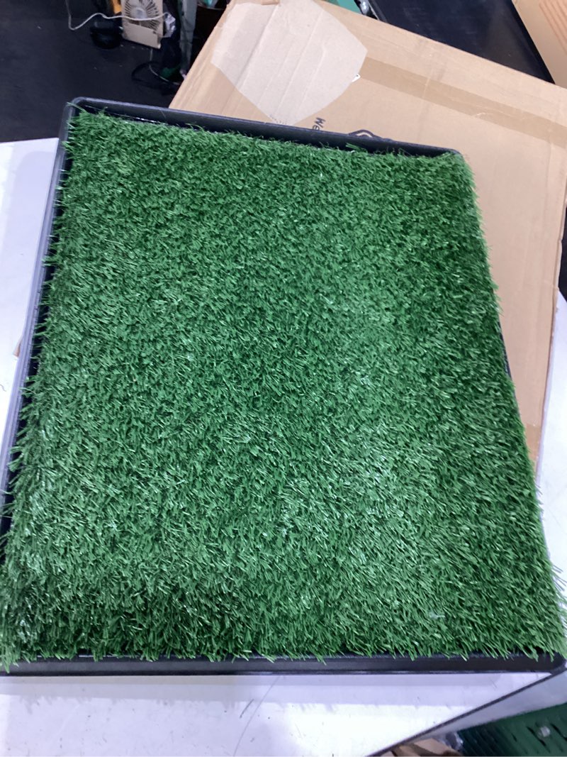 Condition photo showing New/Like New for artificial grass puppy pee pad for dogs and small pets - 20x25 inch, reusable 3-layer turf pads for dogs with tray - indoor and outdoor fake grass potty pet supplies by petmaker medium 3-layer system