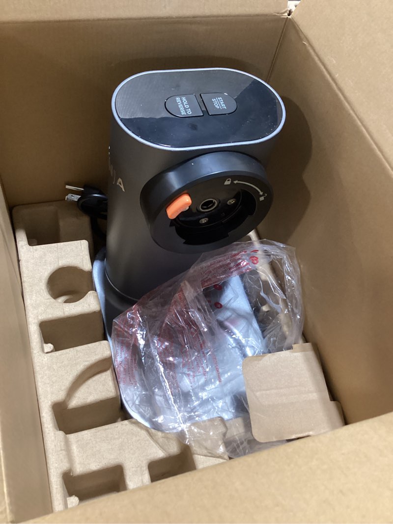 Condition photo showing As Is for ninja neverclog cold press juicer, powerful slow juicer with total pulp control, countertop, electric, 2 pulp functions, dishwasher safe, 2nd generation, charcoal, jc151