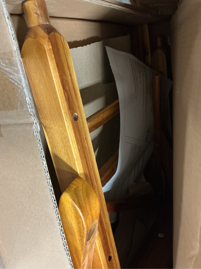 Condition photo showing Good Condition for style selections wood frame rocking chair with slat seat