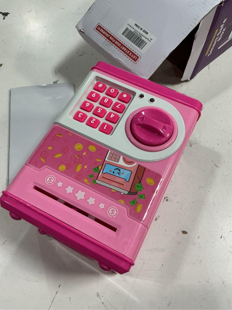 Condition photo showing Good Condition for pink piggy bank for kids with password code lock and auto grab bill slot, philaeec real money cash coin can saving box electronic money safe bank, hot gift for 4 7 8 9 10 11 year old boys girls