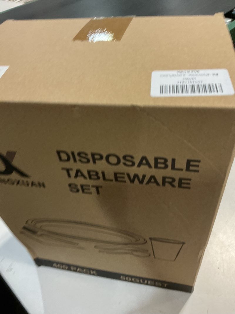 Condition photo showing New/Like New for DX DENGXUAN 400-Piece Blue Party Set,Disposable Paper Plates Cups Plastic Spoons and Fork Knives Blue Napkin,Suitable for 50 Guests,Disposable Party Tableware Set,Wedding Birthday Party.