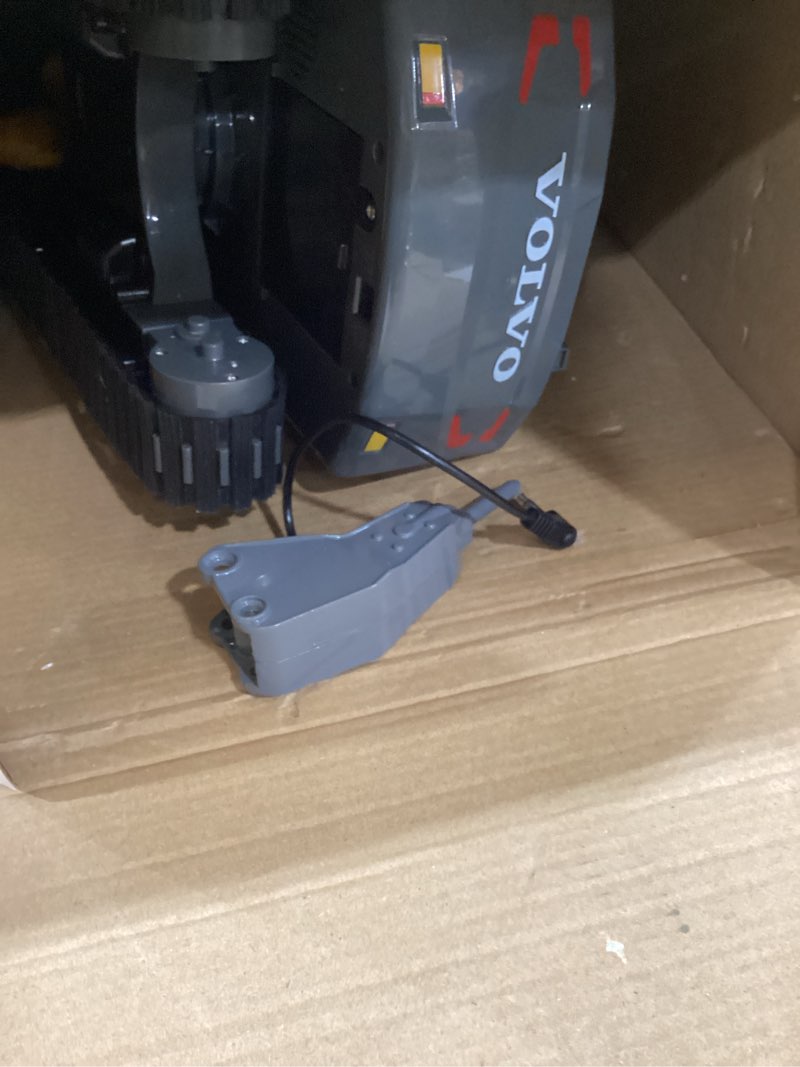 Condition photo showing As Is for DOUBLE E Volvo RC Excavator 17 Channel 3 in 1 Construction Toys, 17 Channel Remote Control Vehicles Tractor Sandbox Toys Digger with Metal Shovel Drill Grab RC Truck for Kids Adults