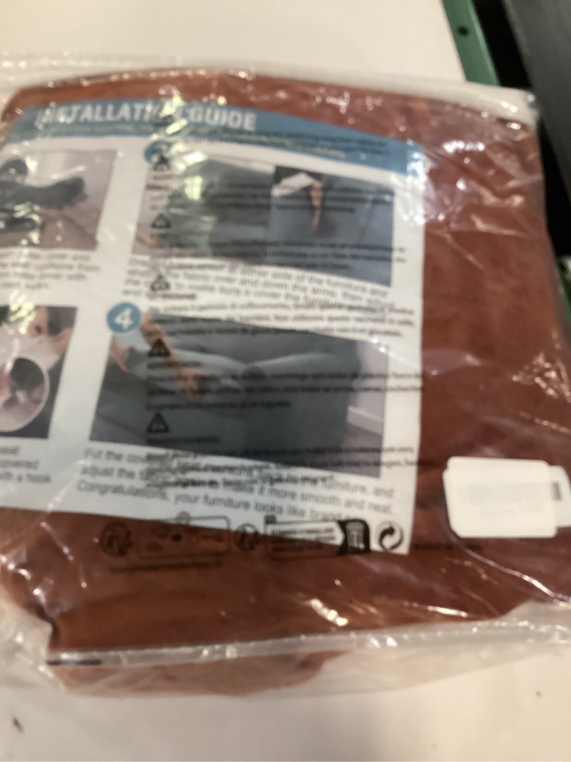 Condition photo showing Good Condition for h.versailtex sofa cover 2 piece t cushion armchair slipcovers thick velvet couch cover stretch t cushion sofa covers for 1 cushion couch with 1 individual t cushion covers washable, rust 1 cushion armchair rust
