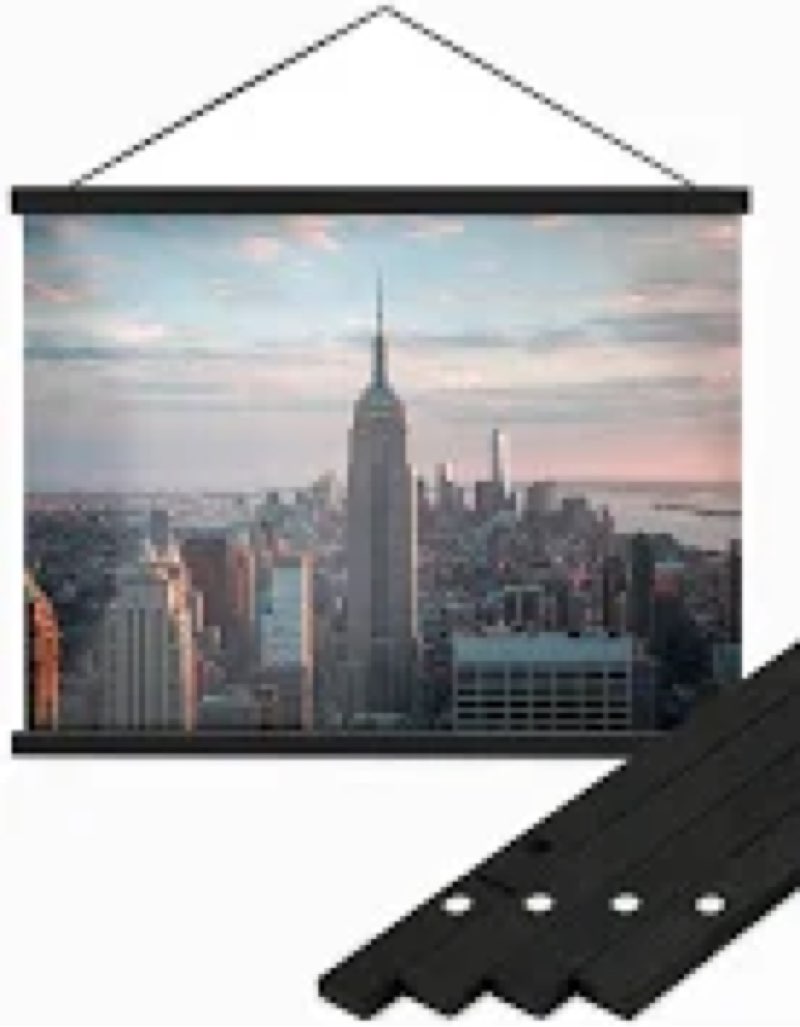 Magnetic Poster Hanger Frame for 48x36 48x32 48x24 Movie Music Posters Wall Art, Black Wood Picture 