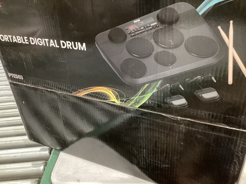 Condition photo showing Good Condition for Pyle Electronic Tabletop Digital Drum Set, Compact Portable Drum Pad Kit w/ 8 Touch Sensitive Pads and Pedals, 600 Sounds, USB & Headphone Outputs, MIDI/AUX Inputs, 4x5” Drums & 4x3.5” Cymbals Black