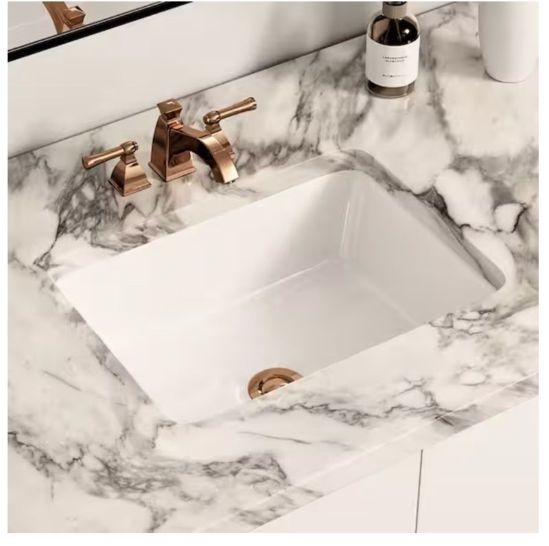 15.5 in. l x 12 in. w undermount bathroom sink rectangular white ceramic with overflow hole for modern bathroom design