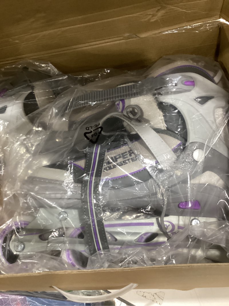 Condition photo showing As Is for women's adjustable inline skate, roller skates blades for female adults purple xlarge-women 9-12
