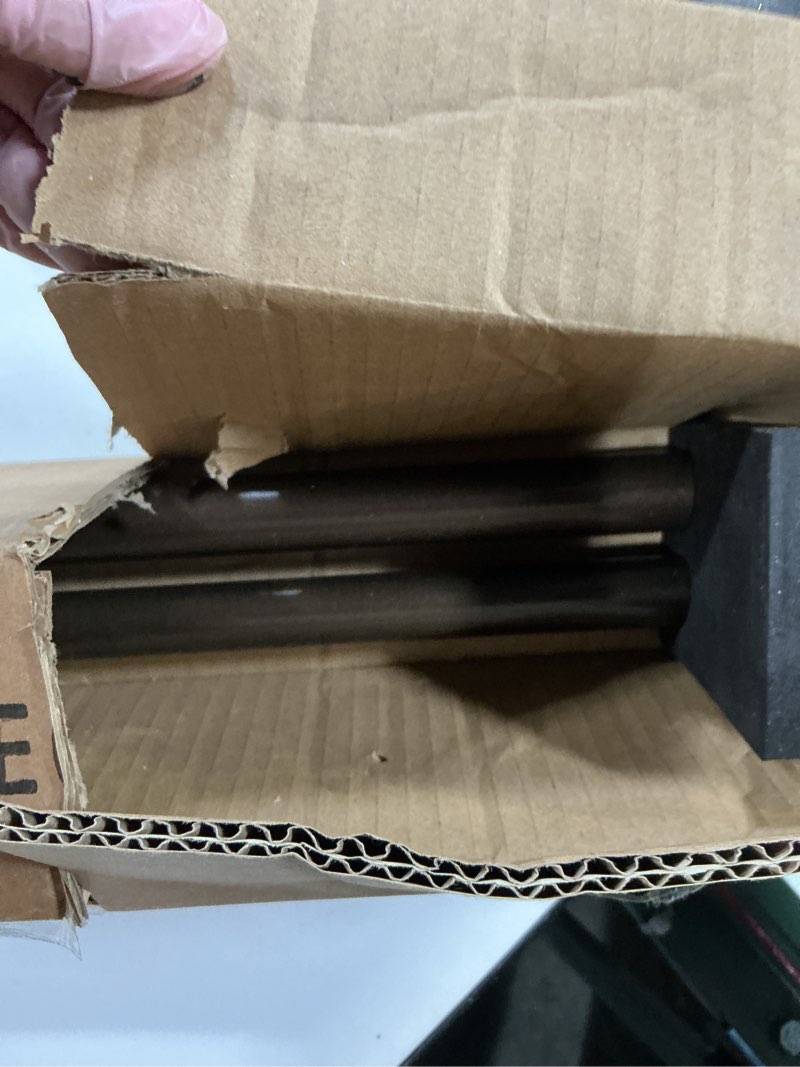 Condition photo showing Good Condition for 28-48 inches curtain rods for window, vimayta 1 inch diameter drapery rod with resin finials, ideal adjustable heavy duty single curtains rod for bedroom, living room decoration, dark bronze dark bronze 28"-48"