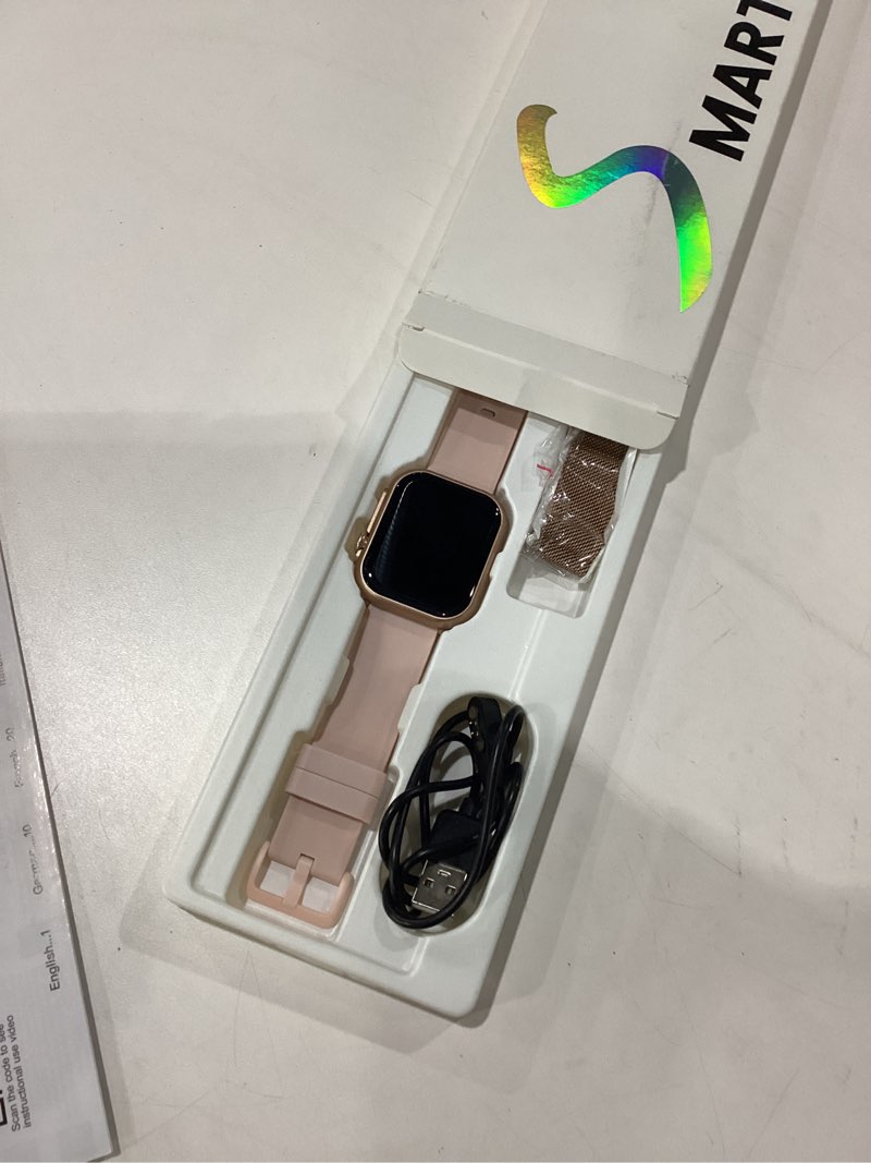 Condition photo showing Good Condition for used health & fitness trackers for women men: 30 day battery life activity tracker with answer/make call blood pressure spo2 sleep heart rate monitor 120+ sports 5atm smart watch for iphone android reloj pink 1.85