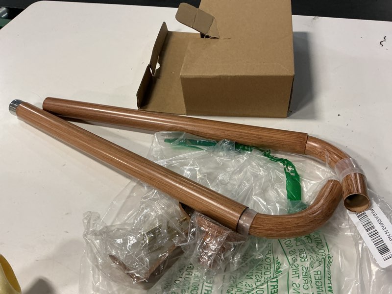 Condition photo showing As Is for blackout wrap around curtain rods for windows 28 to 48 inch:room darkening imitation wood curtain rod heavy duty adjustable 1inch wooden curved french return wraparound drapery rods round hidden round-wooden 28-48 inch & 1 pack