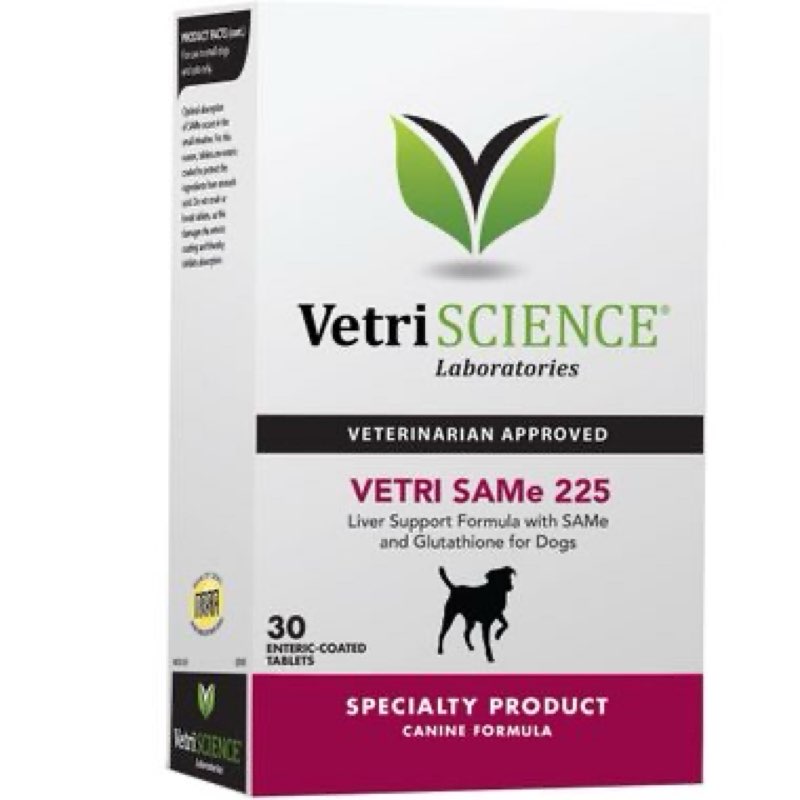 BBD: 09/2025. VetriScience Vetri-SAMe 225 (30 Enteric-Coated Tablets)