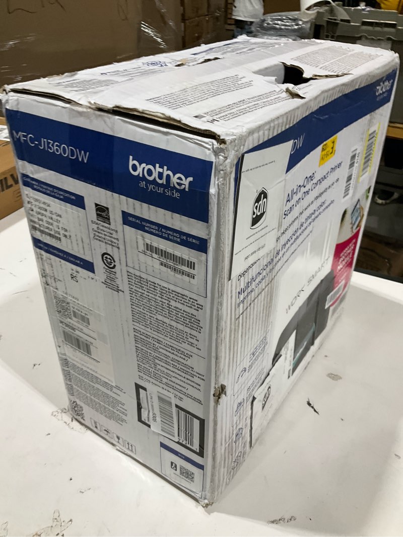 Condition photo showing As Is for brother work smart 1360 wireless color inkjet all-in-one printer with automatic duplex printing and 1.8” color display | includes refresh subscription trial(1) (mfc-j1360dw) (uses lc501 series inks)