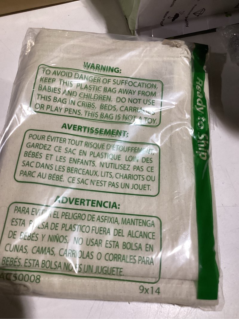 Condition photo showing Good Condition for leafico multipurpose eco cloth bags - large 10x12 inch (12 pack) - cotton produce storage sacks - muslin drawstring pouches for vegetables - bread bags - linen fabric sachets large 10x12"